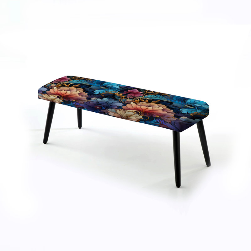 Victorian Nouveau Elegance Victorian Pattern - Floral Upholstered Black Bench