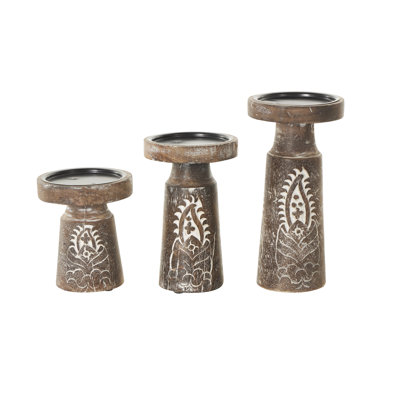 10.10'' H Wood Tabletop Candlestick