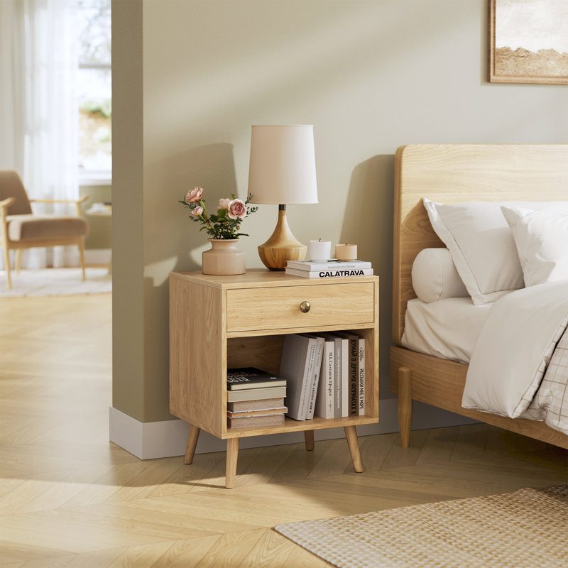 Monterey 50cm W Manufactured Wood Bedside Table, Brown