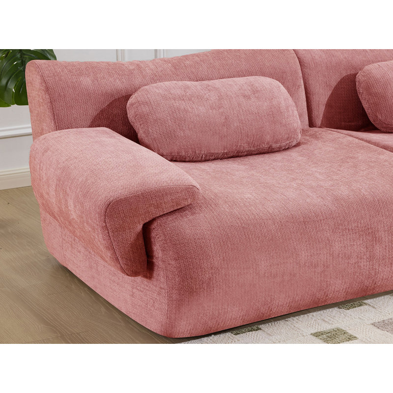 Canapé modulaire en L 107 po, aucun assemblage requis, Chenille rose