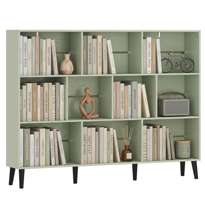 107 cm H x 140 cm W Solid Wood and Particle Board Bookcase