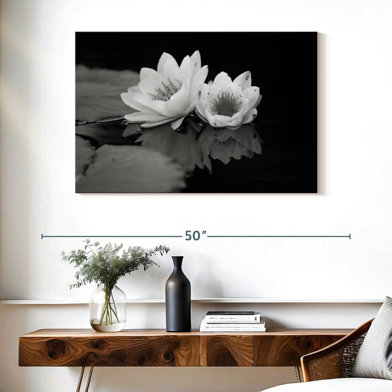 Harnek Monochrome Water Lilies, 26" H x 39" W