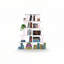 Bibliothèque moderne à 5 niveaux avec échelle, bibliothèque étroite pour petits espaces, blanc / rose