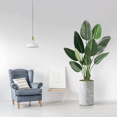 Artificial Tree In Planter, Fake Bird of Paradise Silk Tree Home Decoration (Plant Pot Plus Tree)