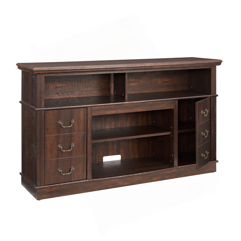 Traditional TV Media Stand Farmhouse Rustic Entertainment Console For TV Up To 65" With Open And Closed Storage Space 60"W*15.75"D*34.25"H