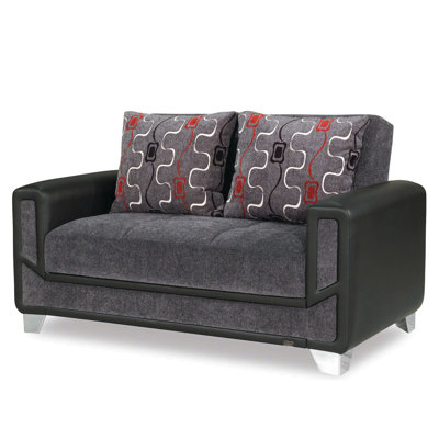 Causeuse convertible rembourrée avec rangement, causeuse en tissu de chenille