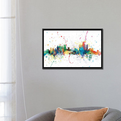 Série d’horizons en arc-en-ciel : détroit, michigan, usa, reproduction d’art sur toile tendue