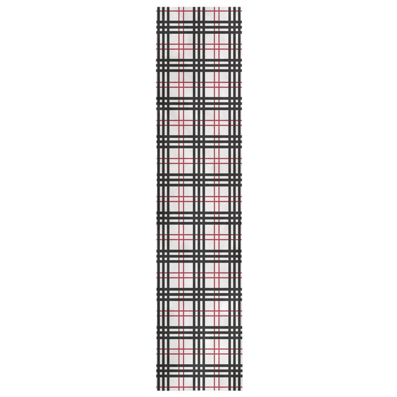 Chemin de table en polyester payant, L 90 po x l 16 po, Blanc / rouge / noir