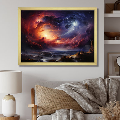 Rêves astronomiques oranges et mauves sur toile
