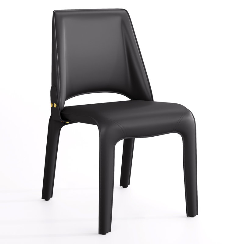 Saddle Leather Dining Chair, Black