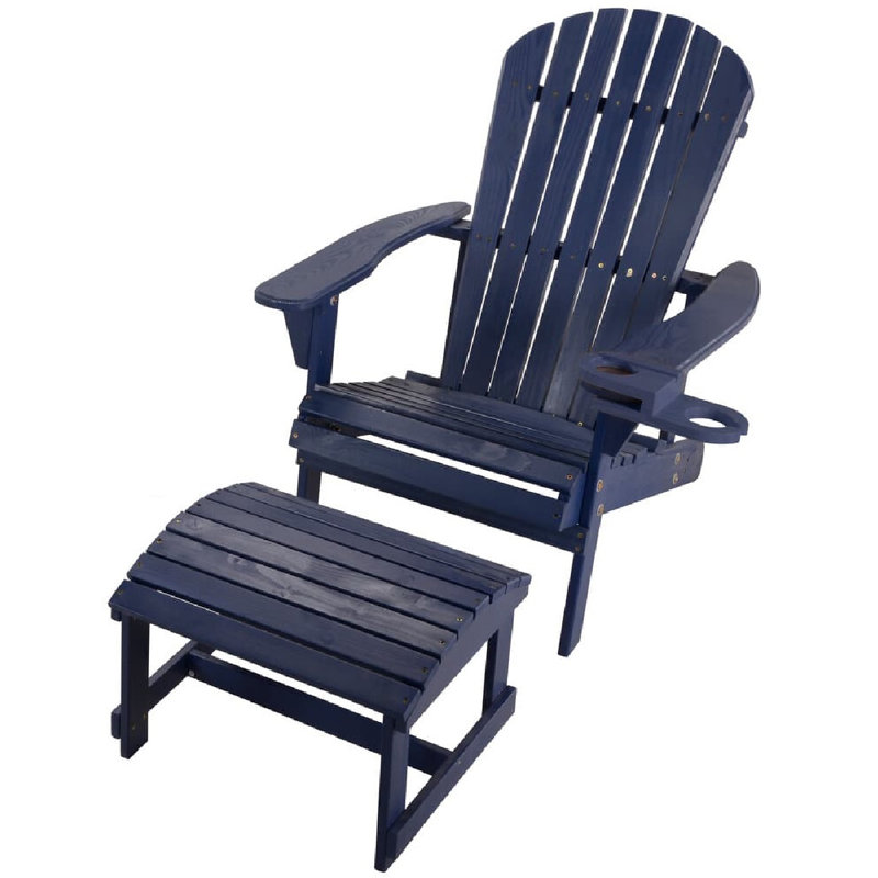 Artiana Pine Outdoor Adirondack Chair, Navy Blue