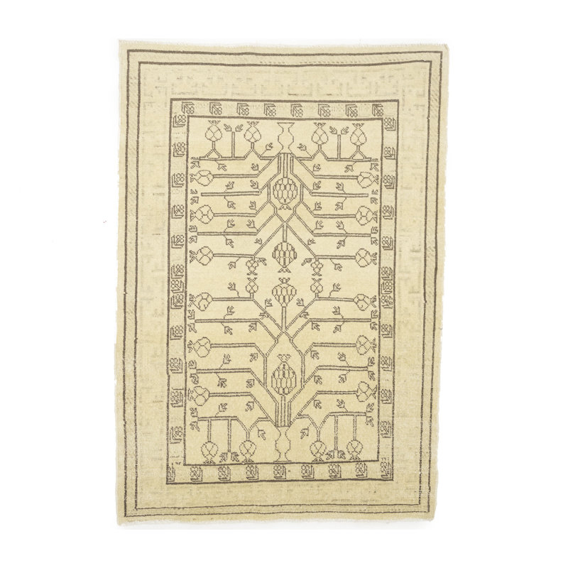 Tapis beige fait à la main 3X5