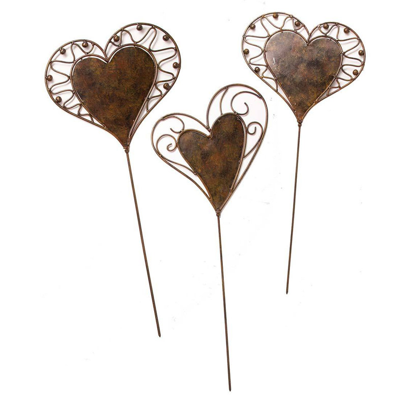 Piquets de jardin 3 pièces Elegant Heart