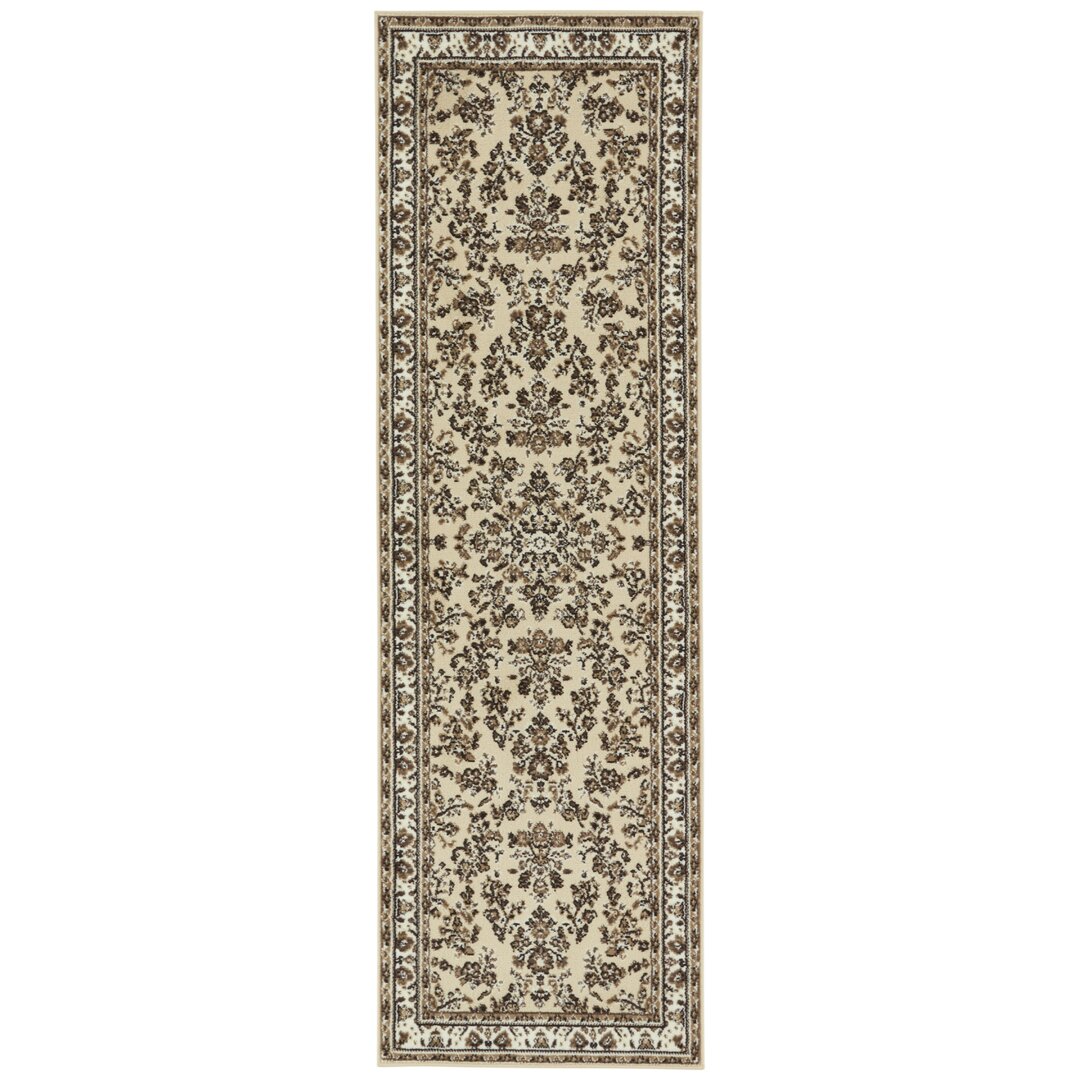 Zabul Teppich Orientalisch - Kurzflor Orient  für Wohnzimmer, Schlafzimmer, Flur - Creme