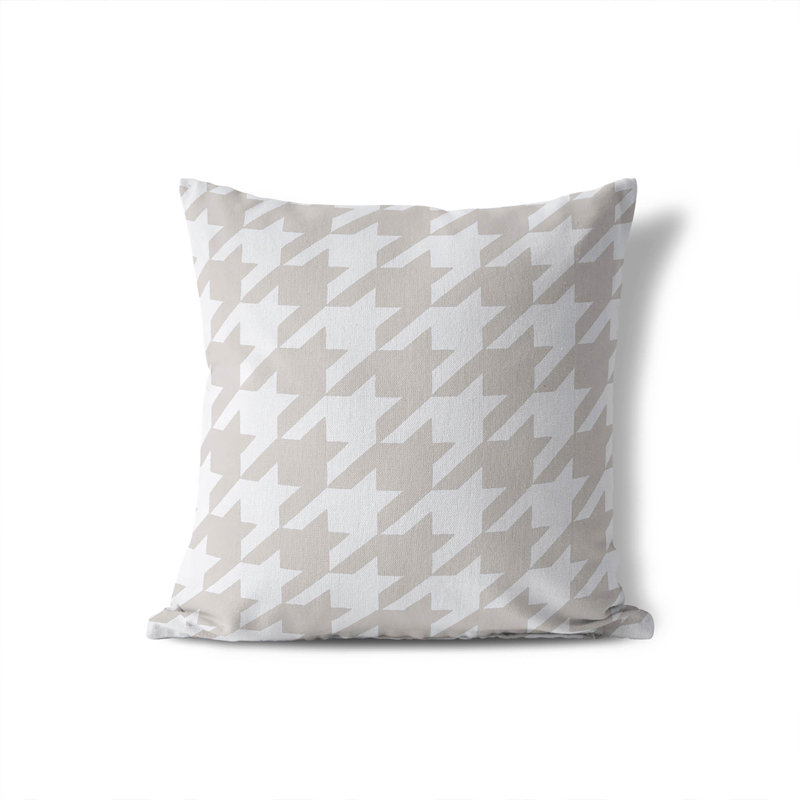Eden Outdoor Pillow, Square 16", Moon Gray Geometric/Houndstooth