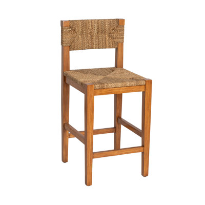 Willowbrook Solid Wood and Natural Woven Seagrass Rope Counter Height Bar Stool