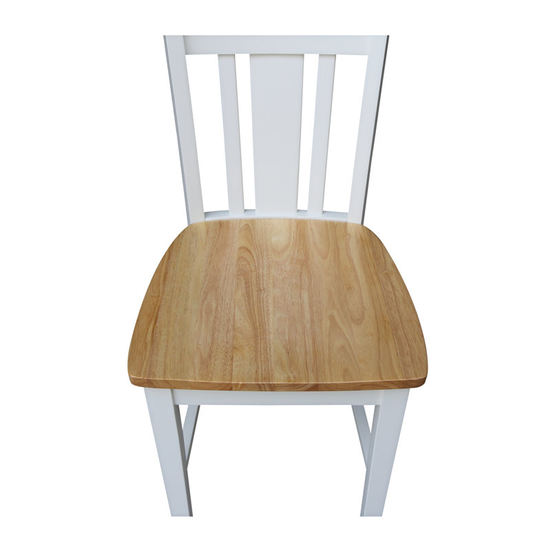  Guzik Solid Wood Counter Stool, Counter Stool (24" Seat Height), White/Natural