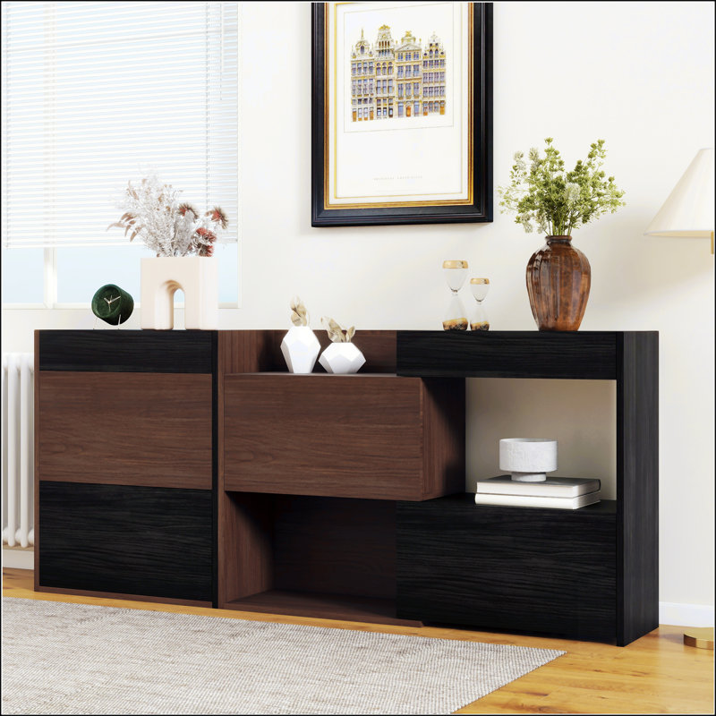 Set Of 2 Extendable And Rotating Cabinet With 1 Drawer
