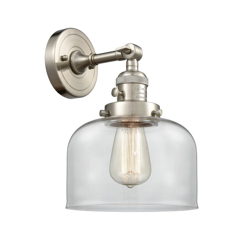 Applique murale 1 lumière 5 po Bell, Ampoule à DEL rétro de 3,5 W, Clair, Nickel satiné brossé