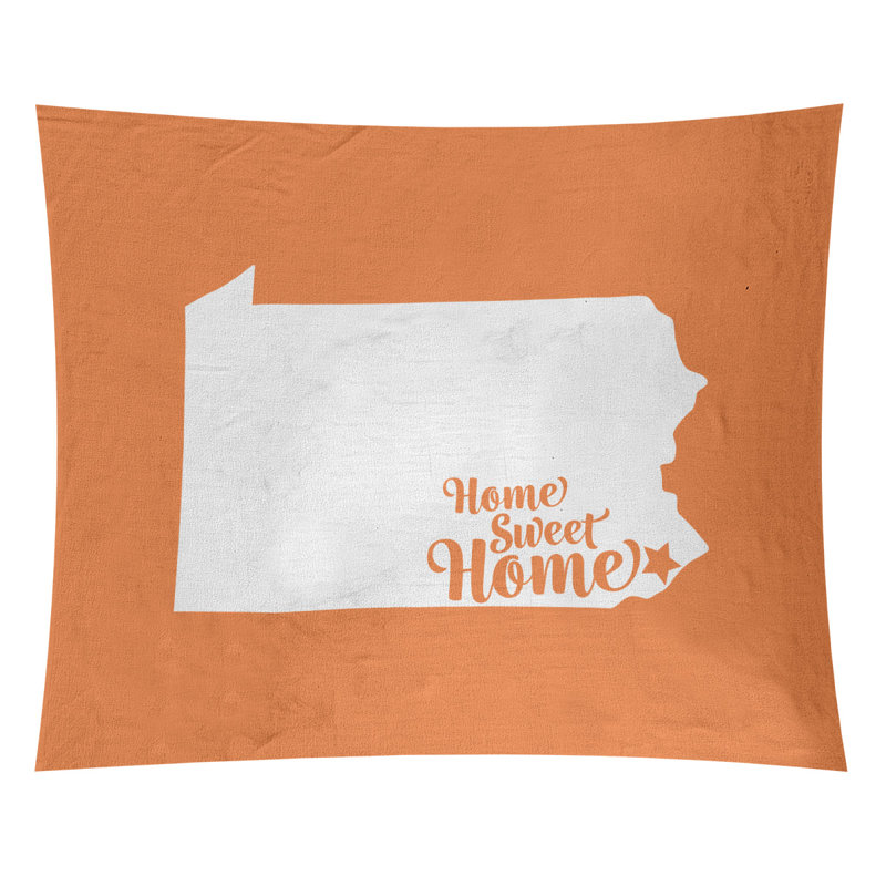 Tapisserie Home Sweet Philadelphia, H 104 po x l 88 po, Orange