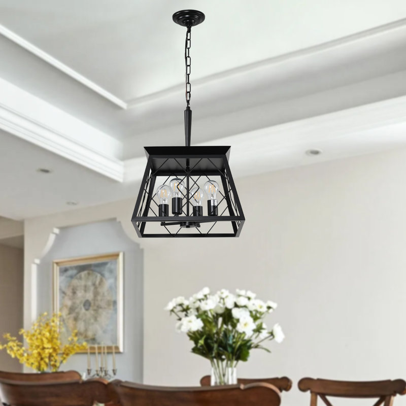 Black 4- For Dining Area, Rust-, Adjustable Chain, Retro Lighting, No Bulbs Room Black, Corrosion , Style , Bulb Not Included
