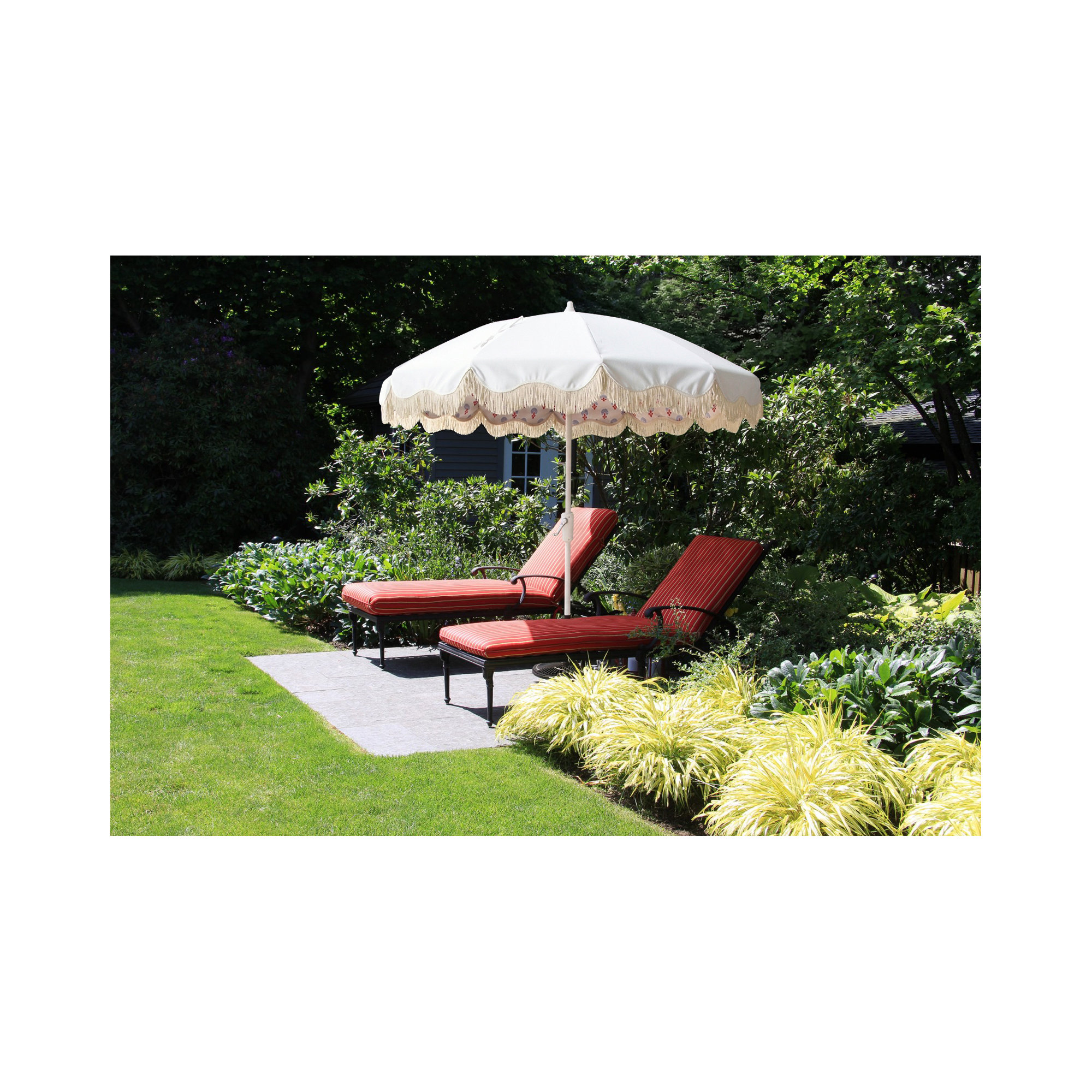 Lillie 7.5ft Garden Market Umbrella, White/Mira Bluebell