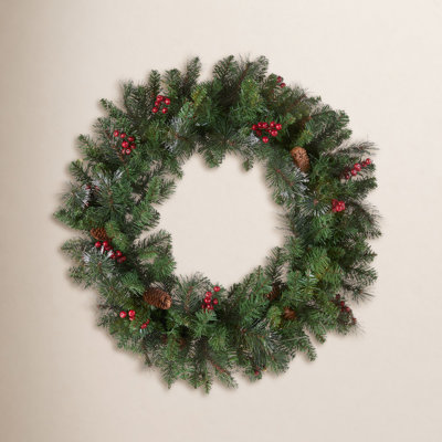 30" Pre-Lit Berry Christmas Wreath