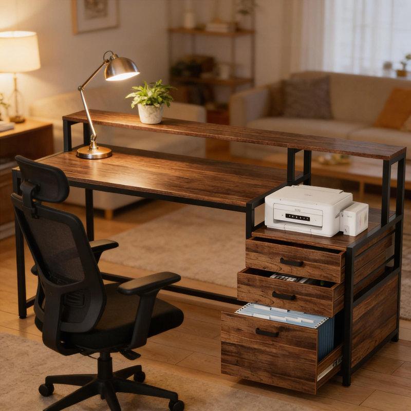 Bureau, bureau d'ordinateur spacieux, bureau d'écriture