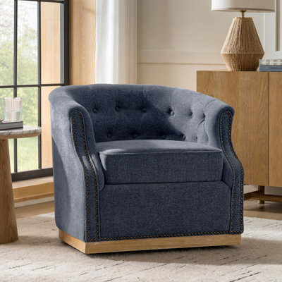 Fauteuil pivotant rembourré en tonneau capitonné 31 po Nixmary Legend
