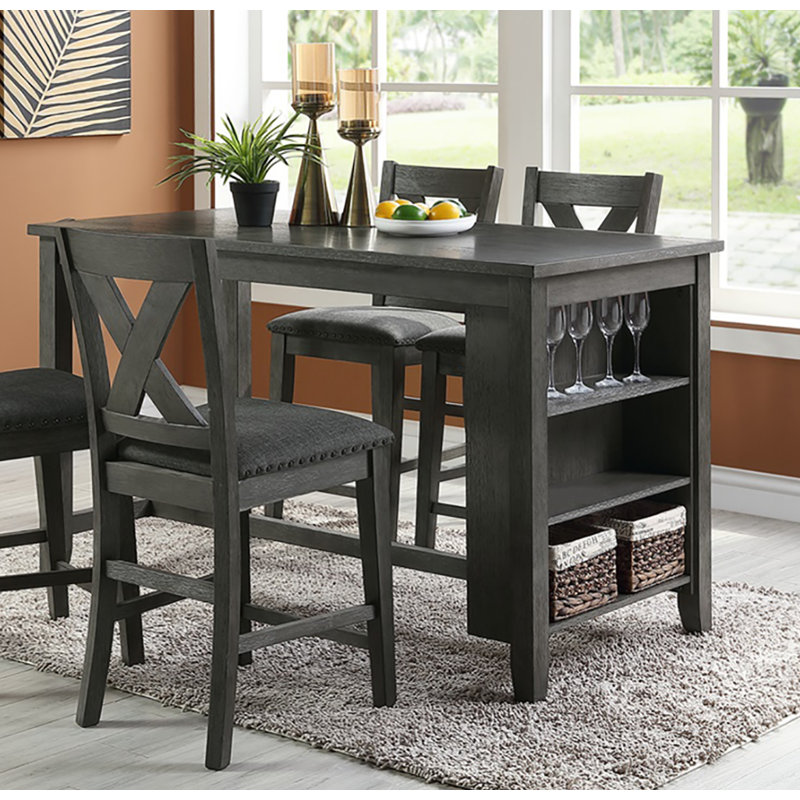 Table de salle à manger à hauteur de comptoir Sedley, L 64 po x l 30 po, Gris foncé