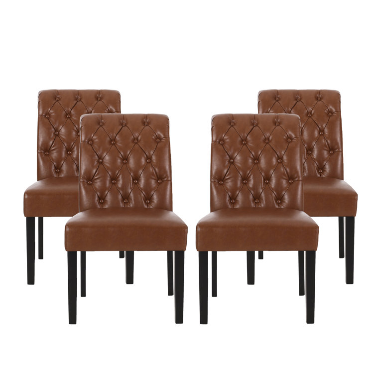 Dinah Tufted Faux Leather Upholstered Parsons Chairs (incomplete)