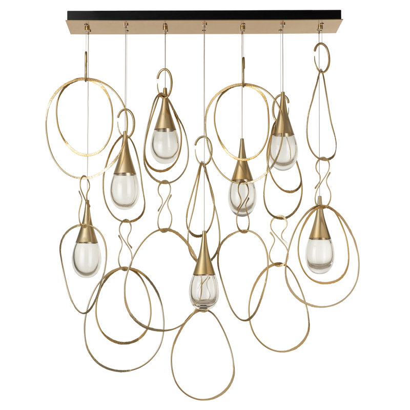 Lyric 7-Light Linear Pendant, Long, Modern Brass