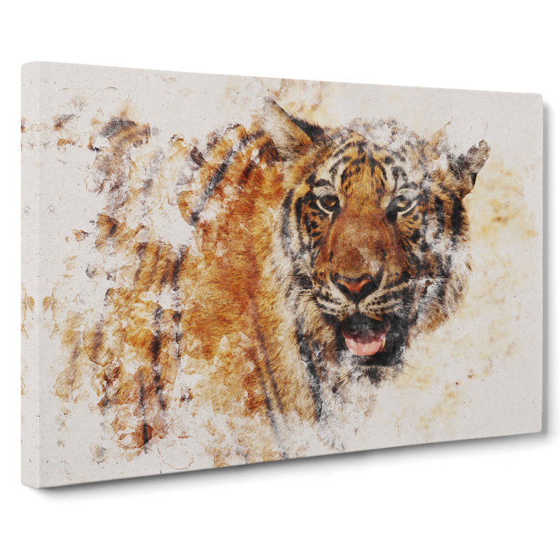 Tiger Vol.7 Watercolour - Wrapped Canvas Print, 35cm H x 50cm W x 3cm D