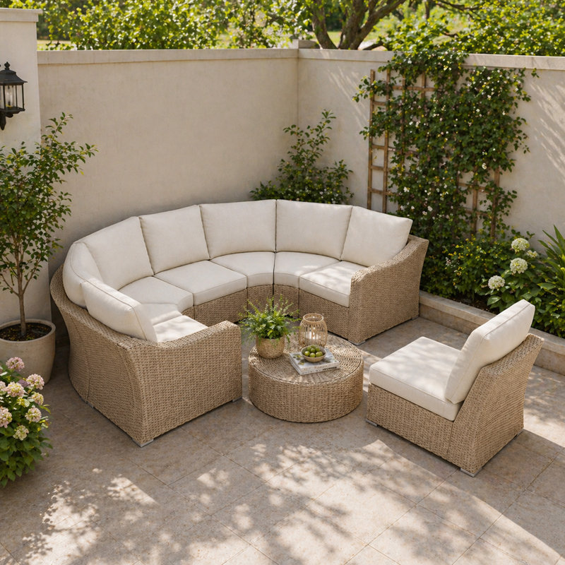  Ensemble de mobilier d'extérieur 8 pièces, Marron clair, 6