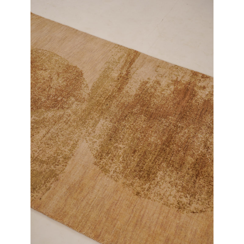 Hand Loom Knotted Wool Contemporary Beige Brown Runner Indoor Area Rug, Runner 2'6" x 6'