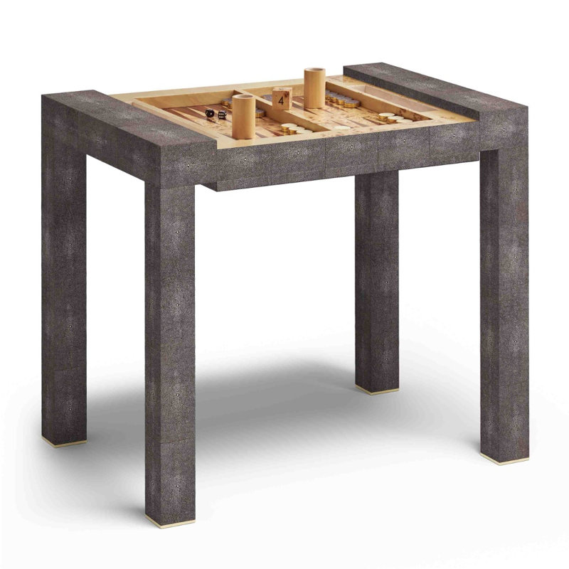 Shagreen Game Table with Dice, Chocolate