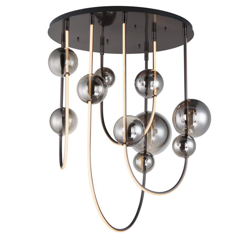 Dreamer 4 - Light LED Flush Mount, Black Chrome, Mirror Smoke