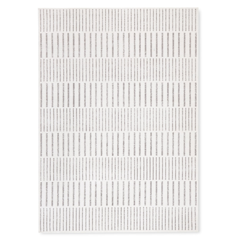 Tapis d'extérieur à rayures décalées pour l'extérieur Tommy Bahama ivoire / gris, Rectangle 5 pi 2 po x 7 pi 2 po