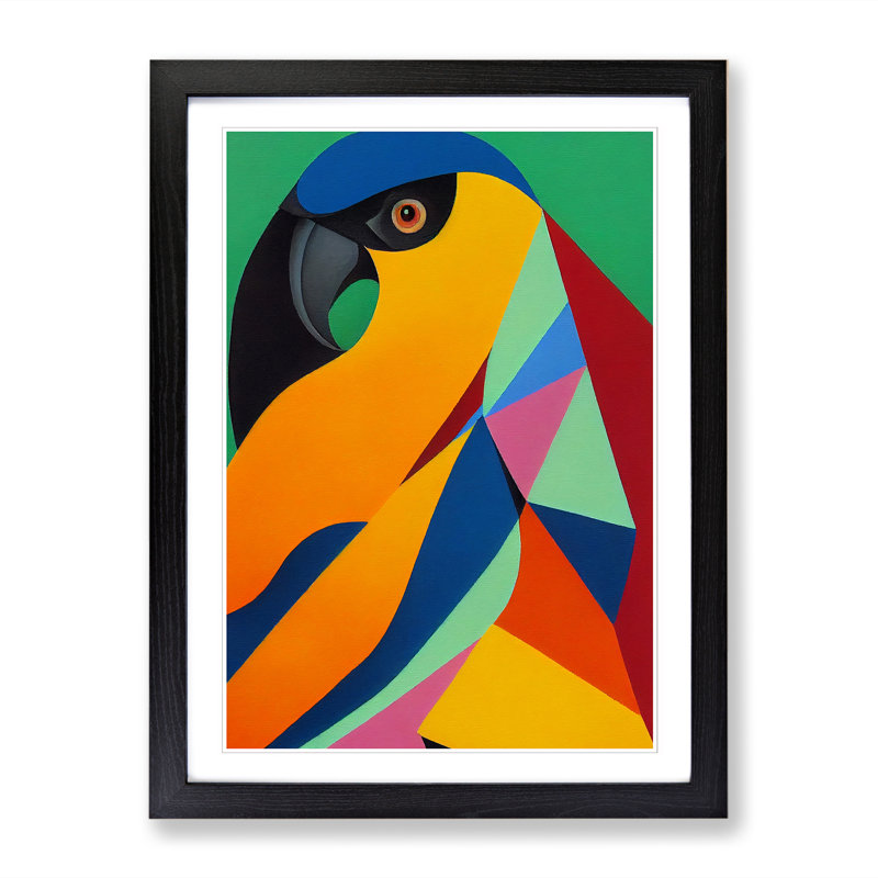 Cockatoo Cubism - Single Picture Frame Print, Black Framed, 34cm H x 25cm W
