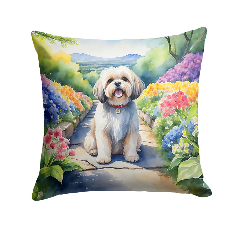 Spring Path Other/No Pattern Outdoor Throw Pillow, 14"H x 14"W, Lhasa Apso