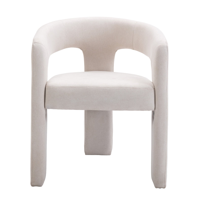 Chaise avec accoudoirs en fer Dalpat, Tissu beige