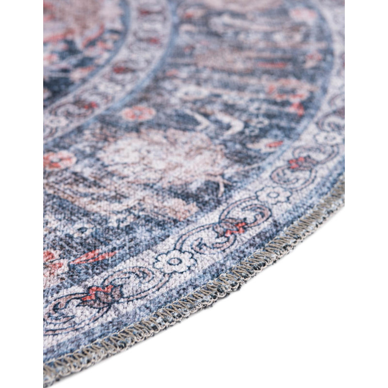 Tapis Samarth Thorine, Bleu, Rond 4 pi 1 po