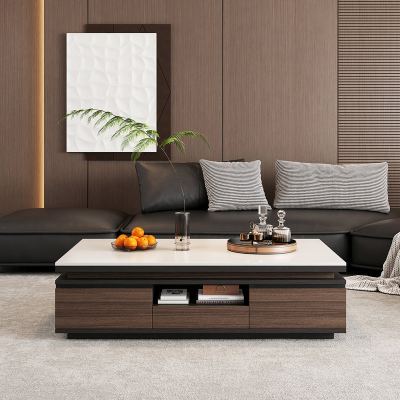 Table basse moderne moderne, Noir / brun, H 15 po x L 55,1 po x l 27,6 po