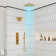 Rainfall Symphony 12" Flush Mount Rainfall Temperature Display Thermostatic Shower System with 64 Color LED and Music