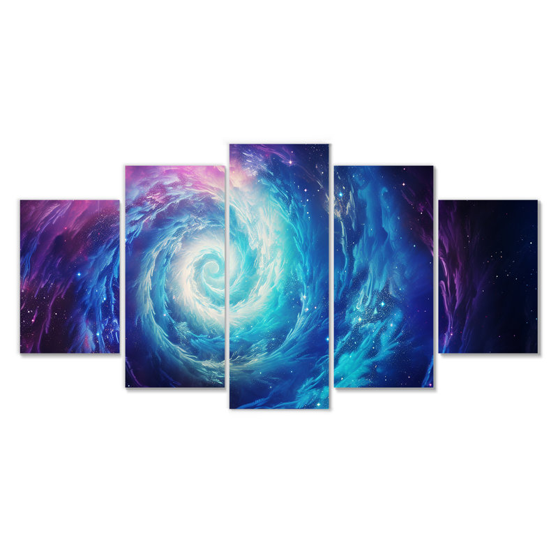 Corddaryl - Galaxies, ensemble de 5 décorations murales, H 32 po x l 60 po