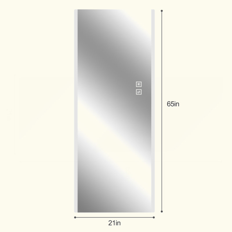 65*21In Led Mirror Full Length,Frameless Full-Length Mirror,Wall Mounted Mirror With Light,Three-Color Changing Light,Explosion-Proof Glass, High-Definition Imaging