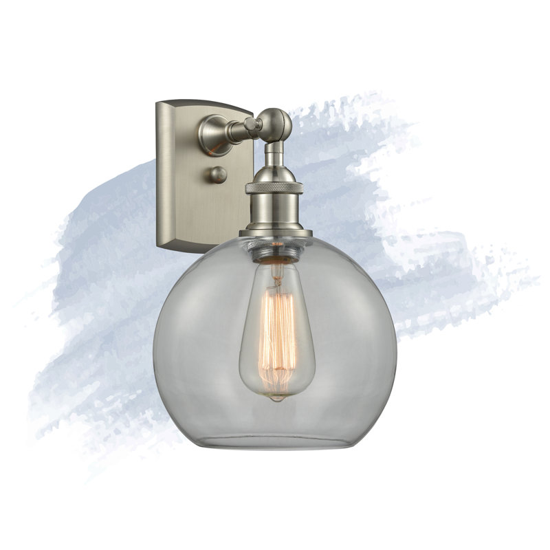 Baptista Armed Sconce, Brushed Satin Nickel, Clear