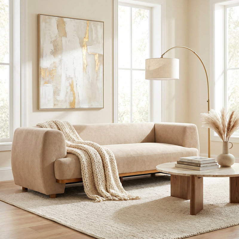 Débit 79 po Canapé incurvé moderne en velours avec assise confortable pour le salon, Nomad