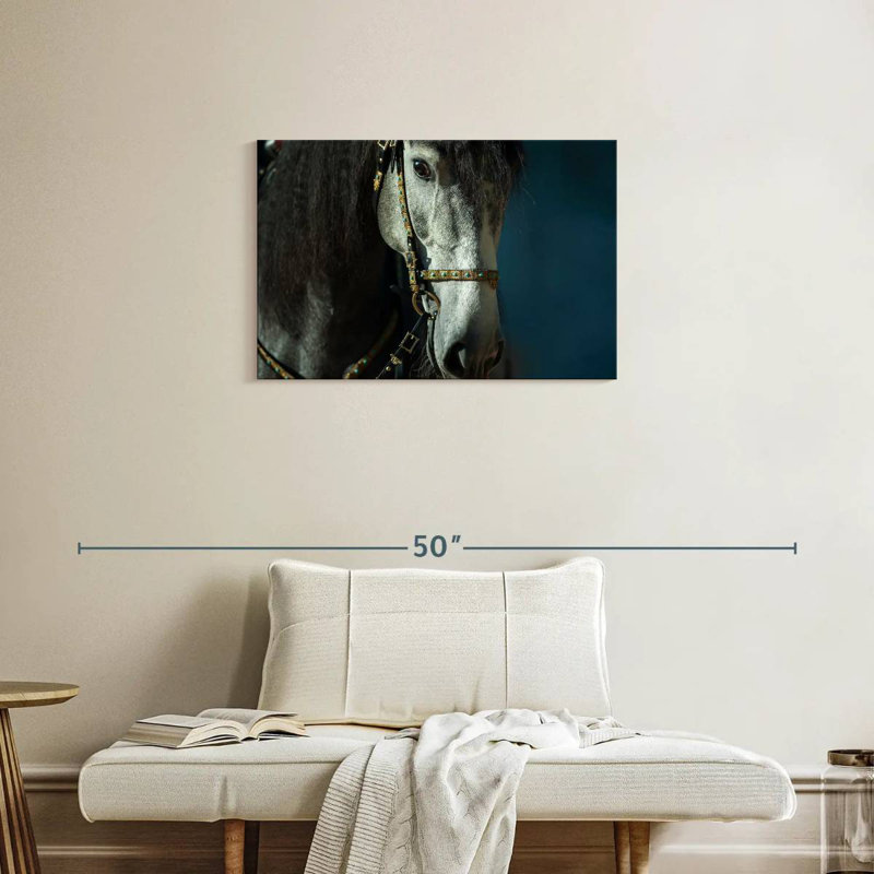 Cheval andalou bridé, H 20 po x l 30 po