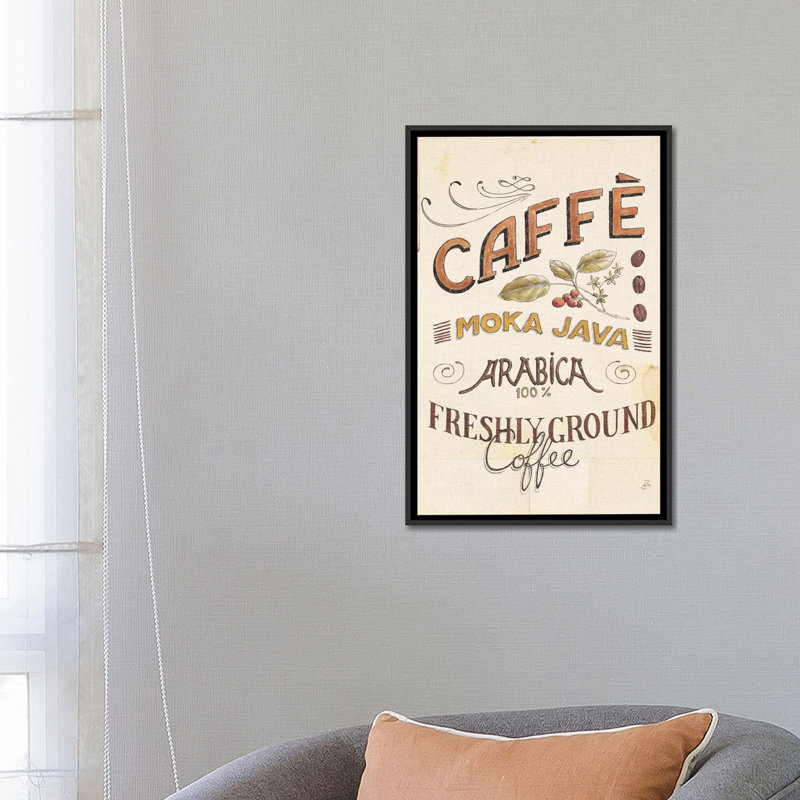 « authentique coffee vii », toile rétro sur toile, H 26 po x l 18 po x P 1,5 po, Toile avec cadre noir, Pas de tapis